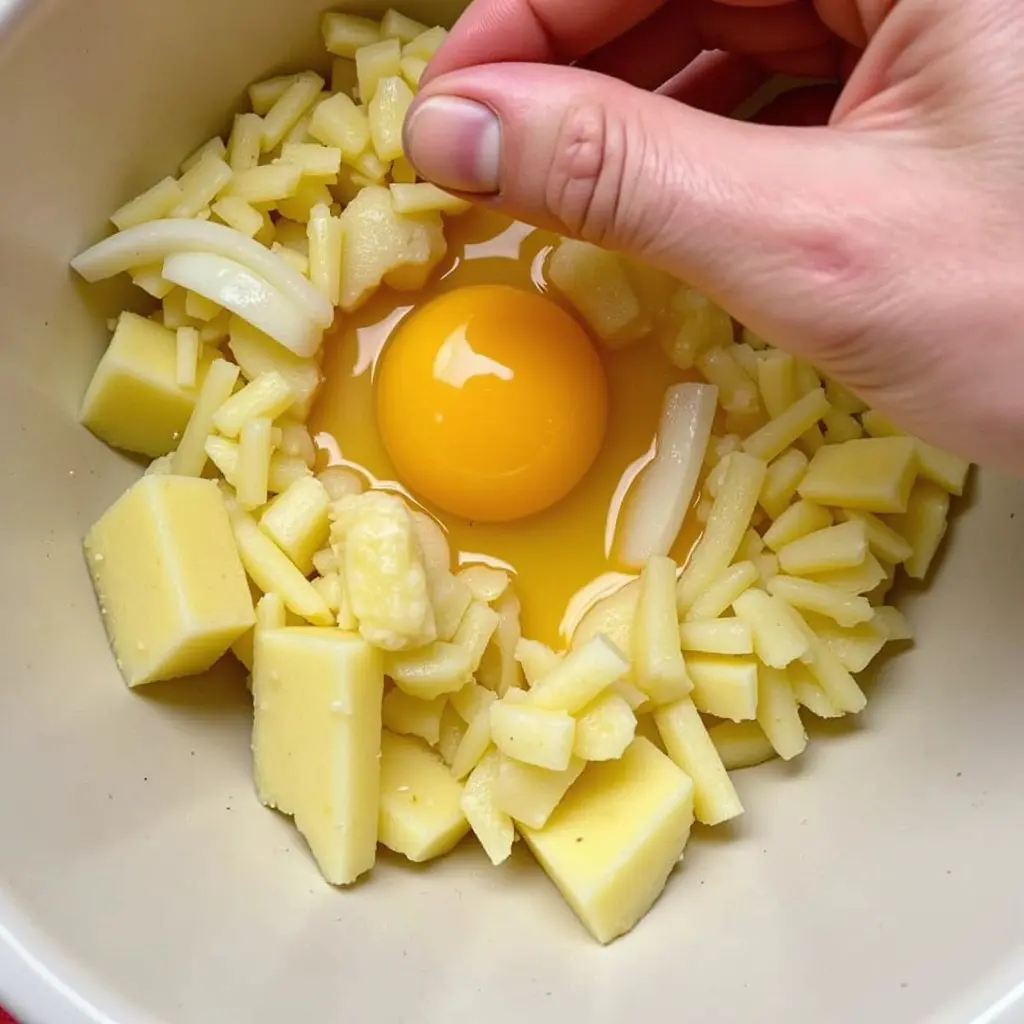 die zubereitung des teigs für kartoffelpuffer bei der eier zu den geriebenen kartoffeln gegeben werden die zubereitung des teigs für kartoffelpuffer bei der eier zu den geriebenen kartoffeln gegeben werden