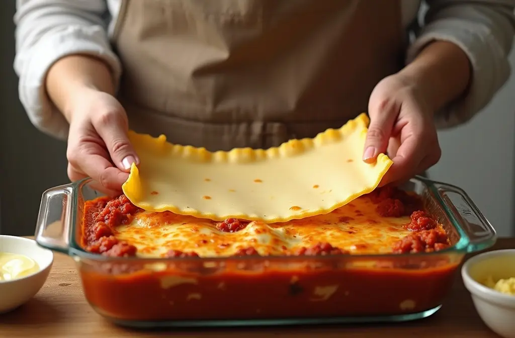 die zubereitung einer lasagne schicht für schicht bevor sie in den ofen kommt