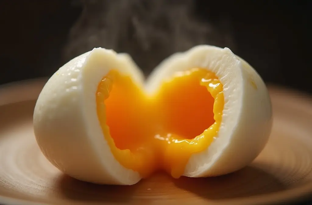 ein aufgeschnittenes ei mit wachsweichem eigelb das zeigt wie das ergebnis für eier im airfryer wie lange aussehen sollte ein aufgeschnittenes ei mit wachsweichem eigelb das zeigt wie das ergebnis für eier im airfryer wie lange aussehen sollte