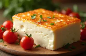 ein goldbraun gebackener feta der das ideale ergebnis für feta in der heißluftfritteuse wie lange zeigt