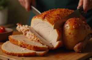 eine saftige knusprig gebratene putenoberkeule die das perfekte ergebnis für putenoberkeule wie lange im ofen zeigt