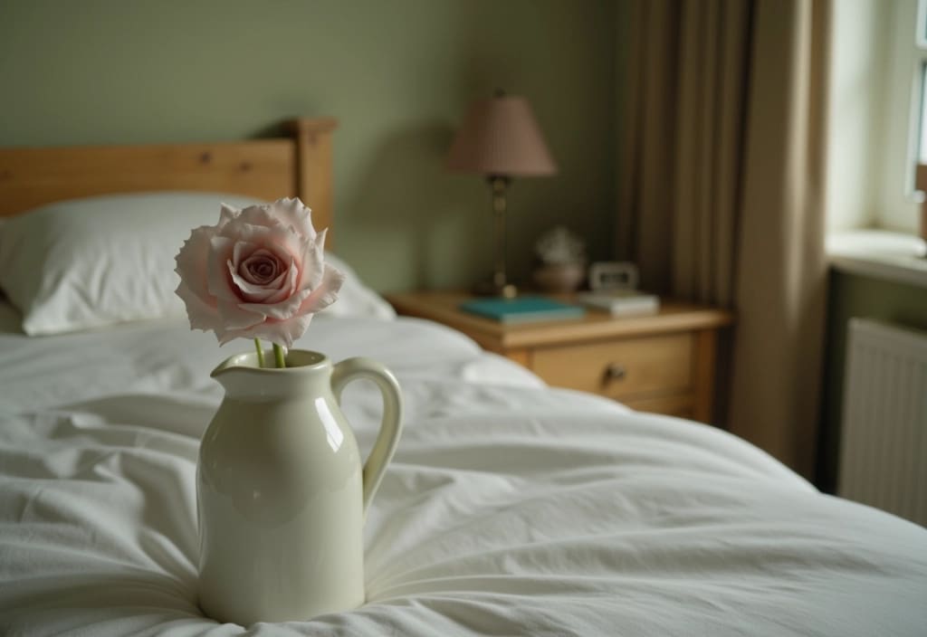 eine welkende blume in einer vase die auf würdevolle und symbolische weise den natürlichen prozess des loslassens darstellt